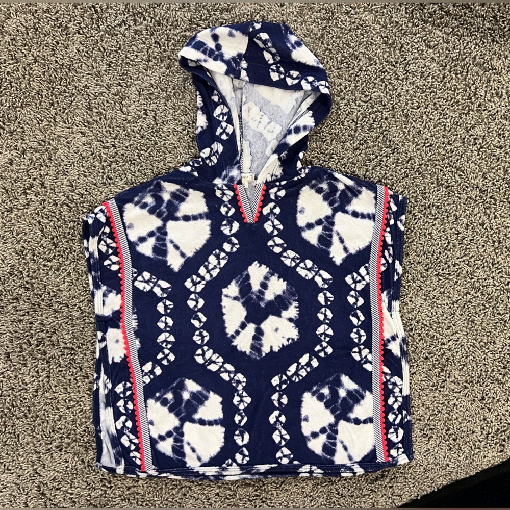 Crewcuts tie dyed terry coverup with neon pink trim, size S (size 6)